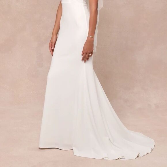 Lulus Arienne White Off-the-Shoulder Mermaid Maxi Dress Size Medium NEW NWT - Picture 12 of 15